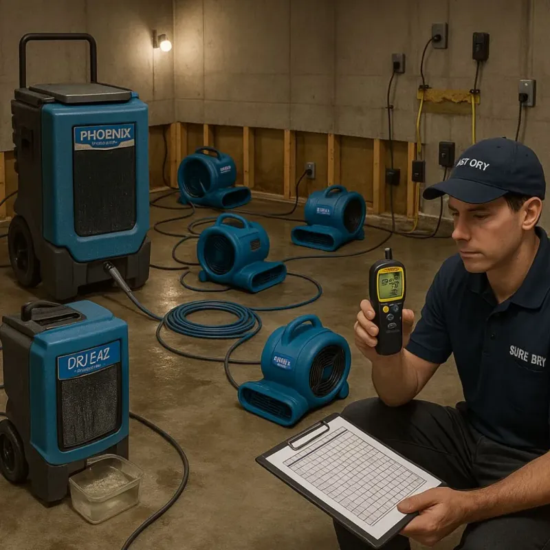 Structural Drying and Dehumidification process in North Bath, ME